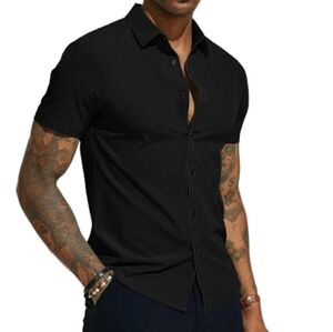 Mens Short Sleeve Button Down Shirts Wrinkle Free Stretch Dress Shirts NWOT